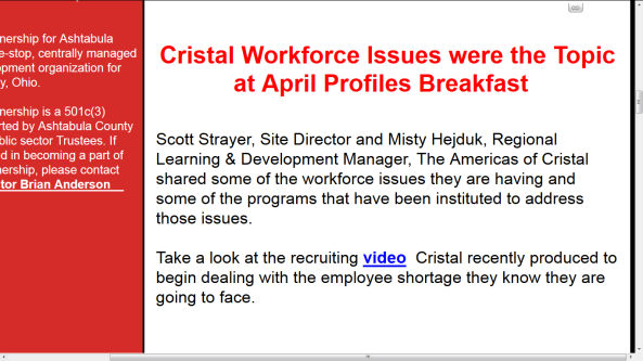 GP newsletter Profile Breakfast Cristal video link close up screencap